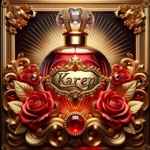 Craft an image of an ornate perfume bottle, with a luxurious des...