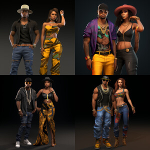3-D image of a good looking African-American young couple. The h...