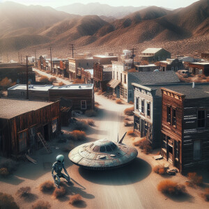 4k quality, drone over Calico ghost Town, buildings in shabby sh...