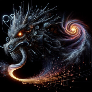 Neon flow circuit made from glowing fiber optics An angry dragon...