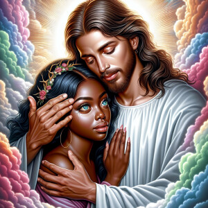 Ensure that the image distinctly represents both Jesus Christ an...