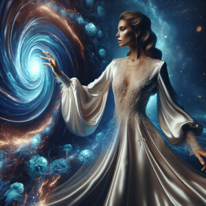 Kate  Upton Nude with an outstretched hand towards a brightly fl...