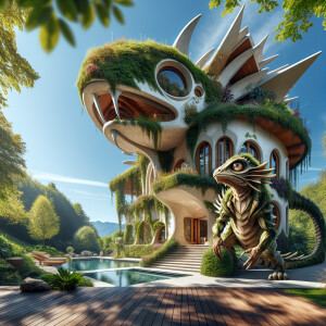 an anthropomorphic creature, not of this world, dynamically pose...