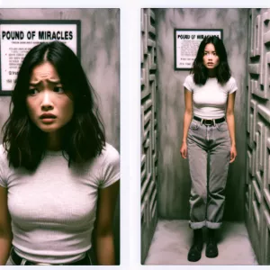 A photograph capturing a concerned young Asian woman in her 20s,...