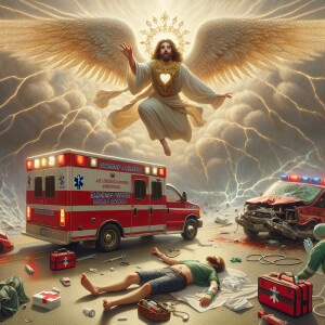 Create a realistic 3D oil painting depicting a scene of emergenc...