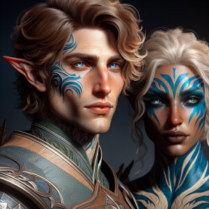 A tall elven man with a soft and angelic but masculine face, elf...