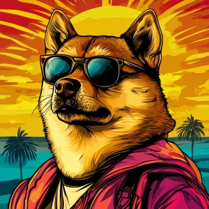 MEME DOGE in GTA art style, , in the style of a Grand Theft Aut...