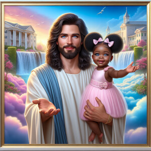 Create a 3D realistic artwork featuring the phrase 'Jesus Saves'...