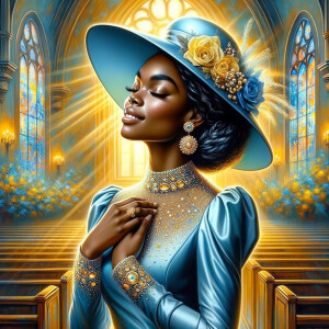 A spiritually enriching illustration portrays an African America...