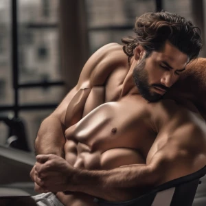 coach tiene un cuerpo peludo musculoso y un miembro enorme con u...