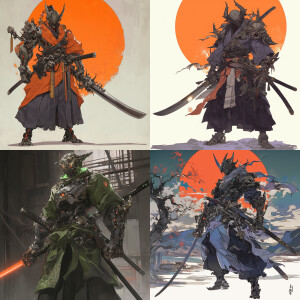 Muslim Warrior fusion with samurai with ultra advanced tech