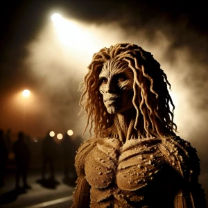 Under the shadowy glow of a streetlamp, a striking figure emerge...