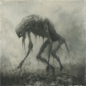 80mm wide angle view of an anthropomorphic fantastical creature,...