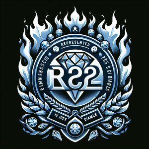Create a logo for fashion brand R2C2 and have icy diamonds and f...
