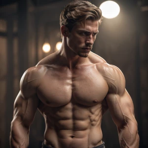 Craft an evocative description of a male figure with a focus on...