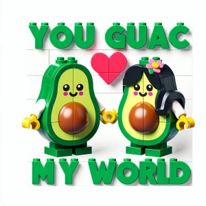 A cute cartoon avocado couple holding hands, with the text 'You...