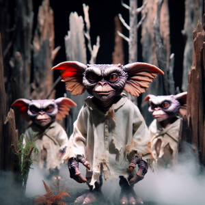 high-quality highly detailed gremlin like characters with weathe...