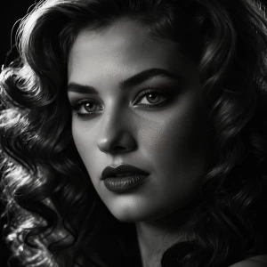Ultra-realistic close-up portrait of a femme fatale — a breathta...