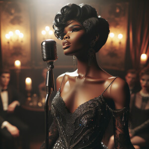 A scene unfolds in a 1920s cabaret as a captivating black transg...