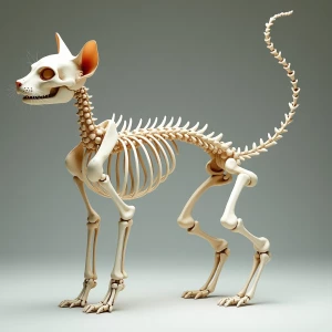 Hyperrealistic illustration of a cat skeleton as envisioned in t...