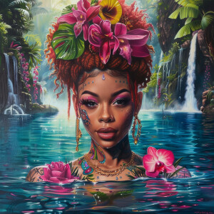 A 4K glossy oil painting hyper-realistic image of a large full-f...