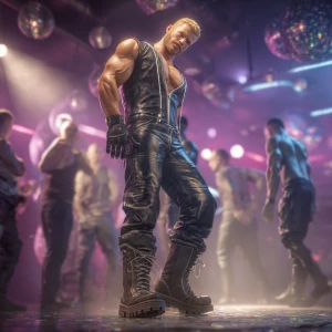 Create an image of a muscular bodybuilder man with short faded b...