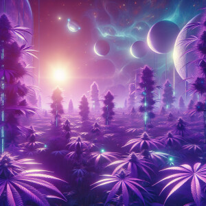 Futuristic purple world of Marijuana . The words PURPP ON SOLANA...