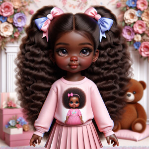 Refine the 3D realistic image of a four-year-old African-America...