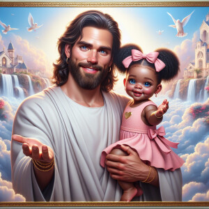 Create a 3D realistic artwork featuring the phrase 'Jesus Saves'...