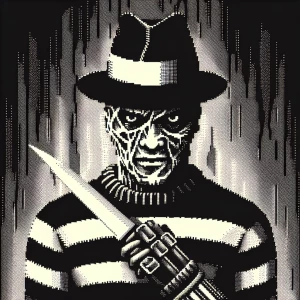 Freddy Kruger,in the style of ascii