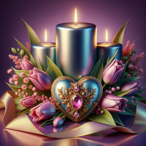 A digital artwork of a romantic and elegant still life featuring...