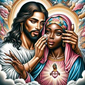 Ensure that the image distinctly represents both Jesus Christ an...