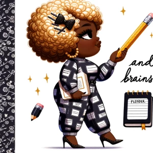 Create an image of an African American woman in chibi style, dep...