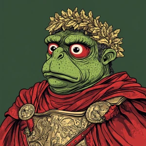 Pepe with  pumped-up lips of a bright red color in carton style...