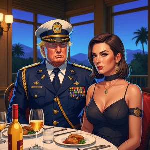 Trump dressed as general,,Having dinner with Ana de armas lookin...