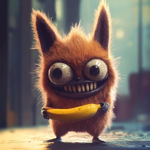 Stylized character  portrait of a mischievous designer toy creat...