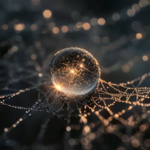 "A hyper-realistic close-up of a single drop of morning dew on a...
