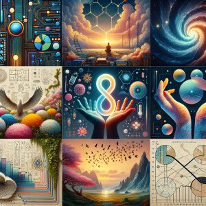 The golden ratio, Minimalist art Circuit, boards, circuitry, diagrams Cellular structures, DNA, circuit boards, colorful wires,  asian and Egyptian  graffiti, lie detector graphs, cardio, printout , branches infinity sign, cave, Art, handprints, distant birds flying, flowering vines, abstract gestural painting, dna, weather maps