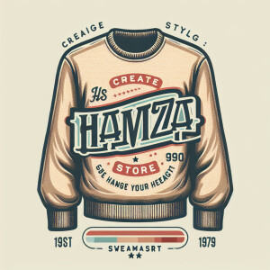 Create a realistic logo with the text "HAMZA STORE" and a pictur...