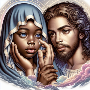 Ensure that the image distinctly represents both Jesus Christ an...