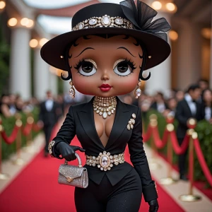 Design an image of Betty Boop reenvisioned with a dark chocolate...