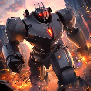 Create an image of Megatron from the classic Transformers cartoo...
