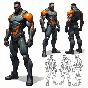 Male Nigerian superhero, likely adult,  in a detailed, futuristi...