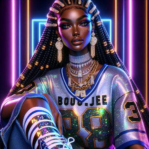 Create an image of an elegant African American woman with neatly...