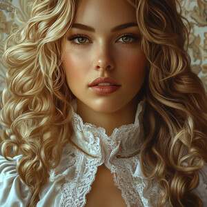 Create an 8K UHD, photorealistic portrait of a stunning woman wi...
