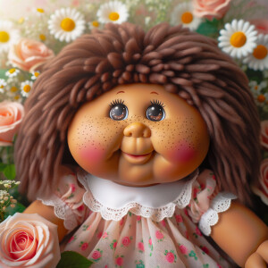 African-American cabbage patch doll with huge dimples, and freck...