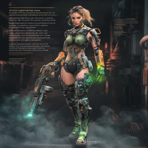 "A futuristic cybernetic woman with a sleek, high-tech prostheti...