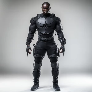Wide angle shot of A full body standing pose of a muscular Niger...