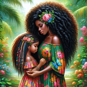 A tender depiction of a Bohemian mother with her child, both sty...
