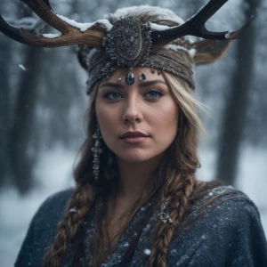 Create a candid and realistic three-quarter portrait of an ancie...